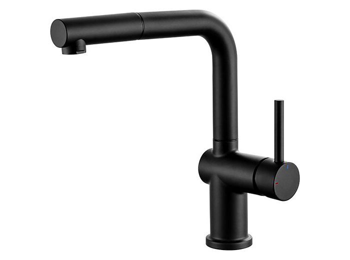 Mitigeur carré avec douchette extractible + cartouche C3 - Noir