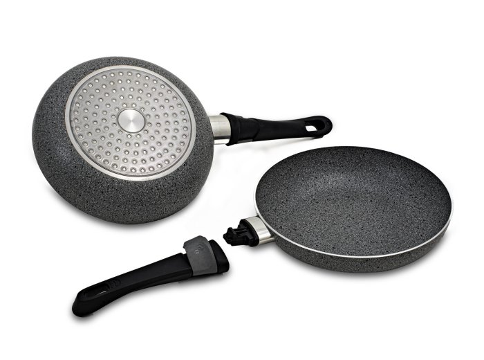 Poêle alu 26 cm antiadhésive Stonerock compatible induction poignée verrouillable