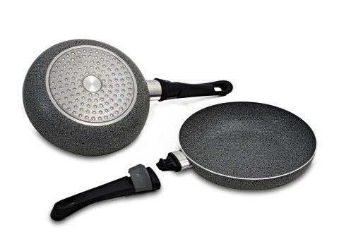 Poêle alu 26 cm antiadhésive Stonerock compatible induction poignée verrouillable