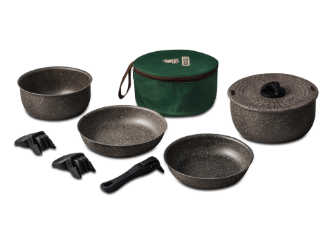 Batterie de cuisine compacte alu antiadhésif StoneRock avec sac de transport