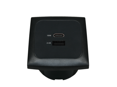 Prise double USB A+C murale noire